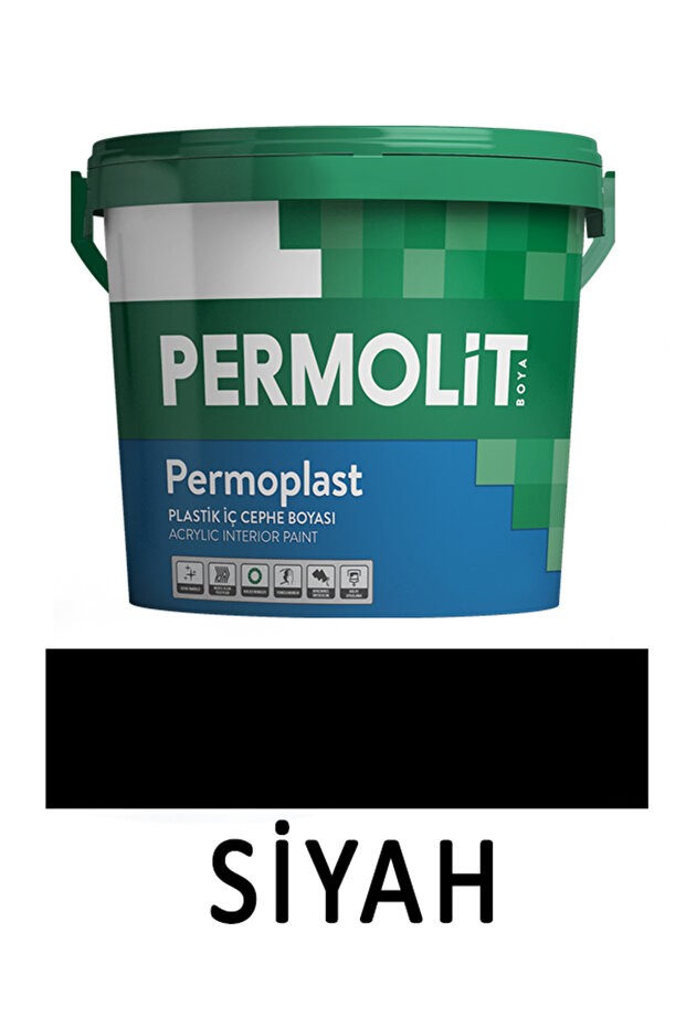 Permoplast Plastik Iç Cephe Boyası Siyah 20 kg/10 Kg/3,5 Kg