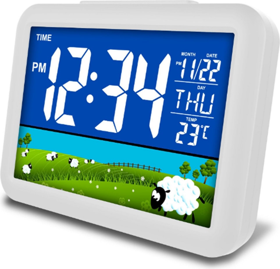 12 - Inç Akıllı LCD Renkli Ekran Saati Öğrenci Başucu Çalar Saat - Yeşil (Yurt Dışından)