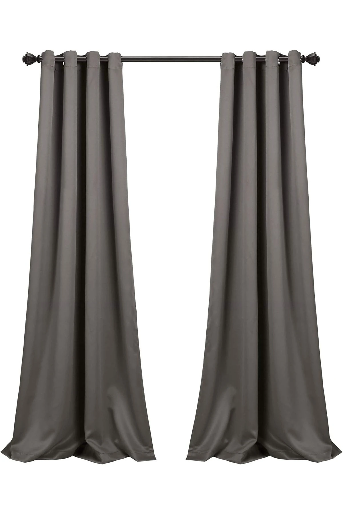 Lüks Karartmalı Fon Perde Metal Halkalı, Isı İzolasyonlu, Koyu Gri, 132 cm x 213