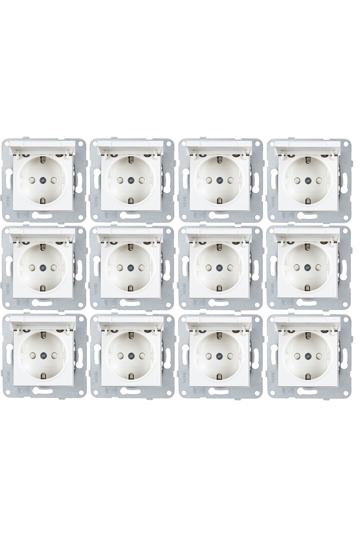 Meridian 12 Adet Kapaklı Topraklı Priz Çerçevesiz