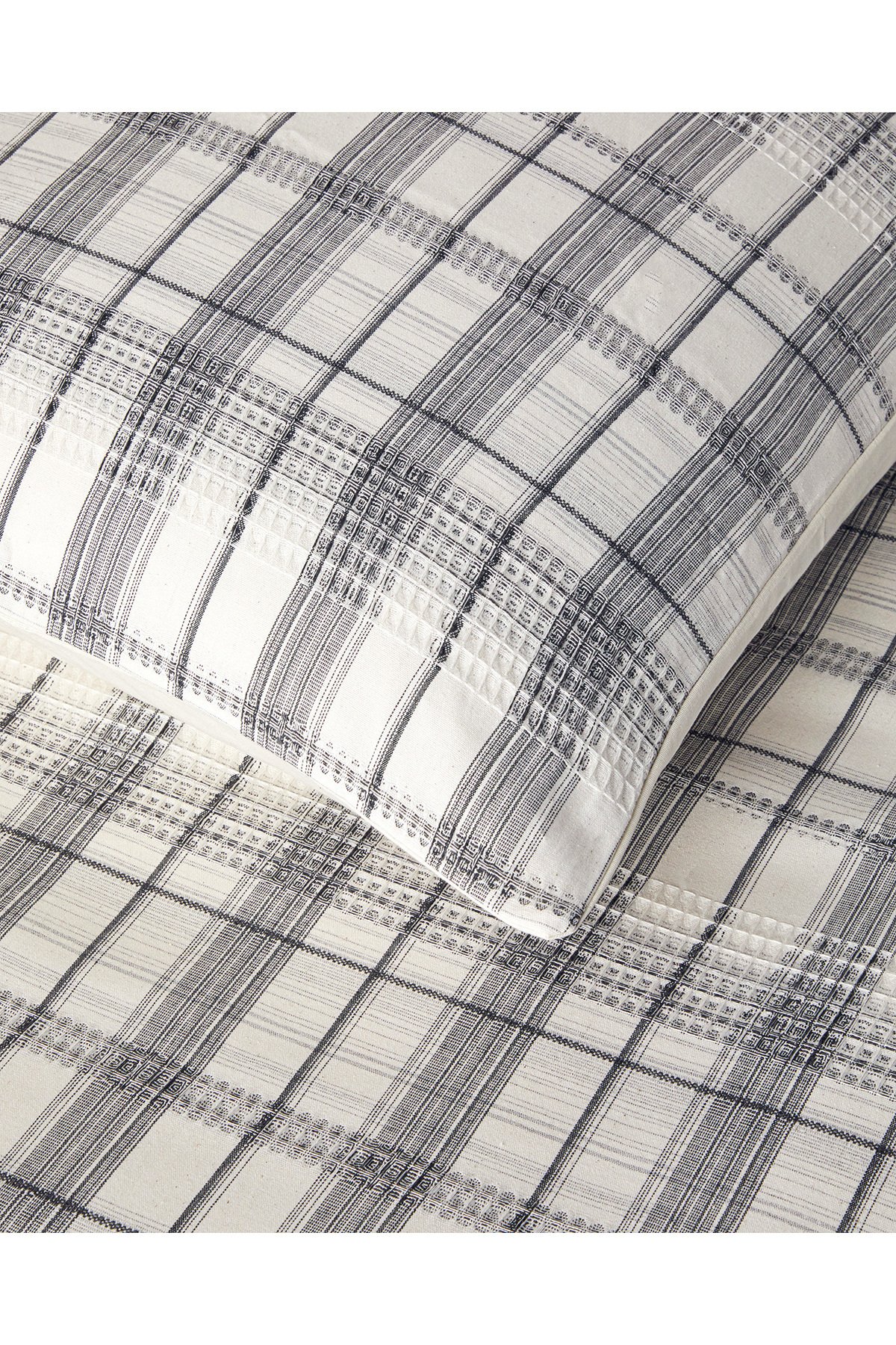 Waffle Check İpliği Boyalı Çift Kişilik Nevresim Takımı 200x220 cm Gri