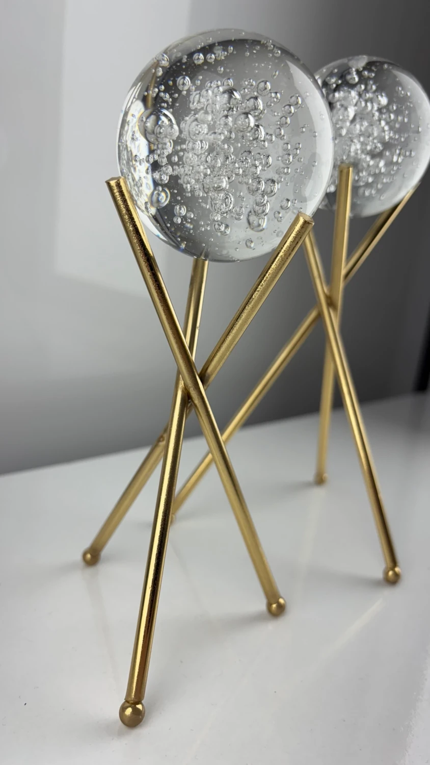 Gold Sade Küreli 2'li Metal Biblo Obje Ev Aksesuar Masa Konsol Orta Sehpa Dresuar Salon Ofis Dekoru