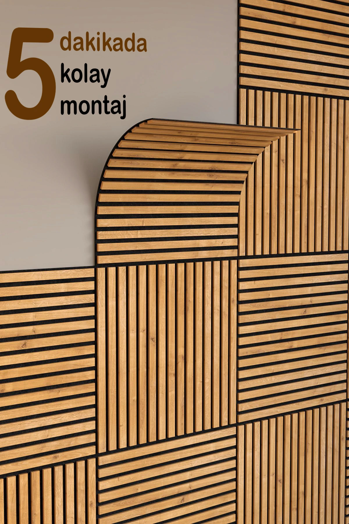 Ahşap Kare Akustik Duvar Kaplama Paneli Mdf 60x60cm Safir Meşe