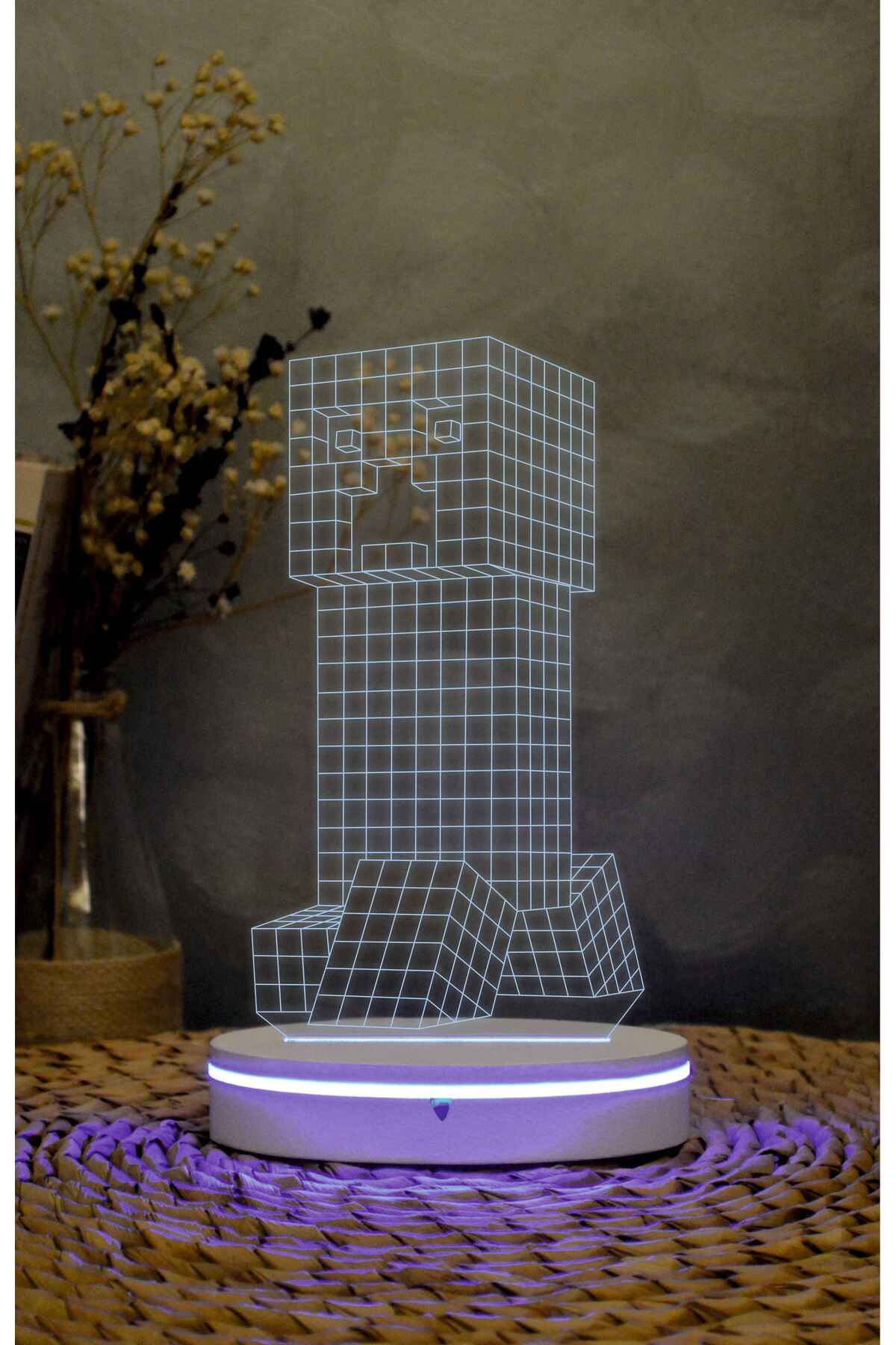 Creeper , Minecraft - 3 boyutlu led lamba 16 renk dekoratif anime gece lambası 3D