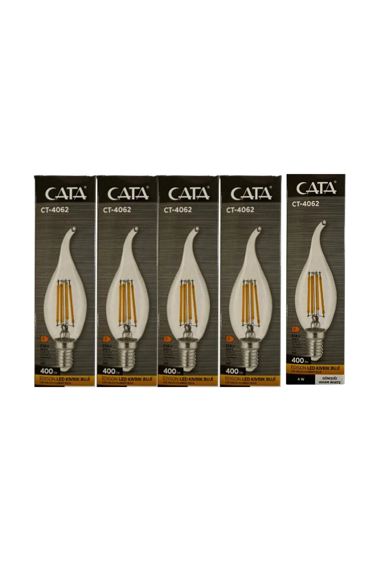 4W LED Kıvrık Mum Buji Ampul CT-4062 Gün Işığı – 5’li Paket