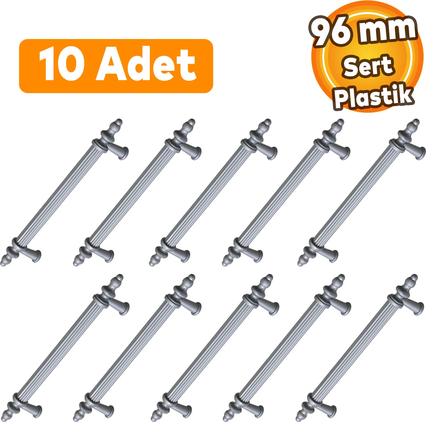 Polavit Mobilya Çekmece Mutfak Dolap Dolabı Kulpu Kulbu 96 mm Gri Sert Plastik Kulpları (10 ADET)