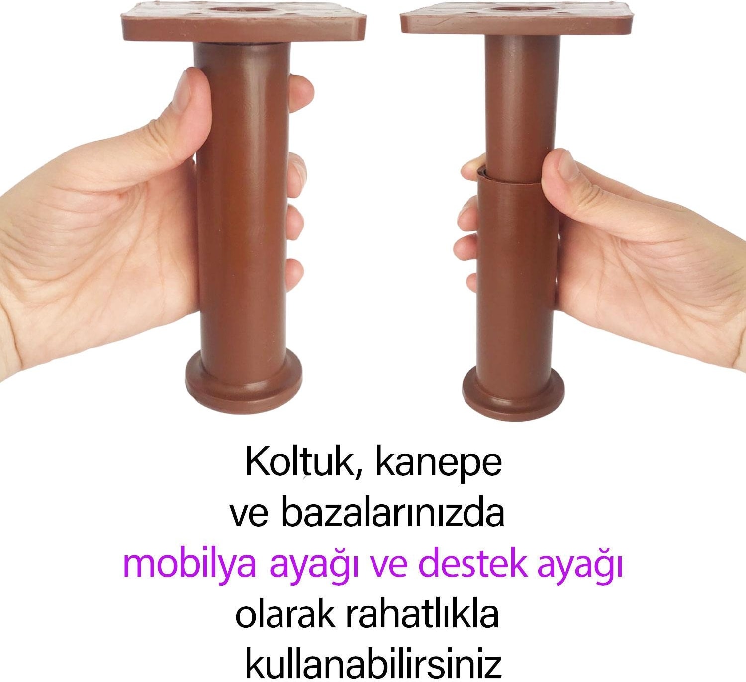 4 Adet Modül Ayarlanabilir Destek Ayağı 15 x 23 cm Kahverengi Ayak Mobilya Kanepe Baza Koltuk Ünite Ayakları