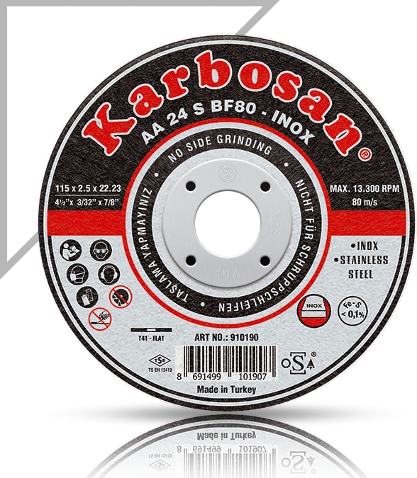 230X1.9X22.23 910430 Aa 36 R BF80 Düz Paslanmaz Çelik (Inox) Ince Kesme Taşı