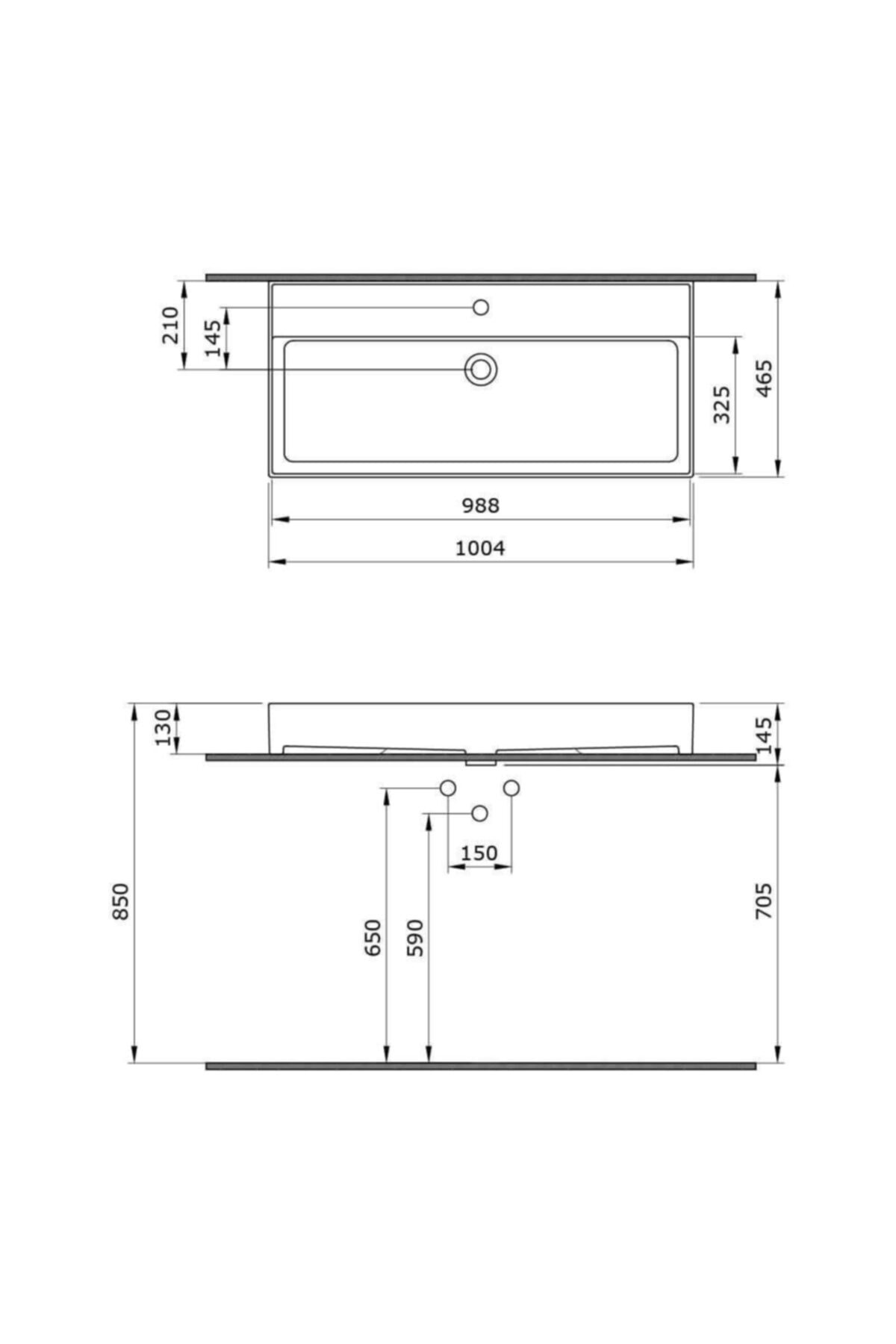 Milano Tezgah Üstü Lavabo 100 Cm Mat Gri 1378-006-0126