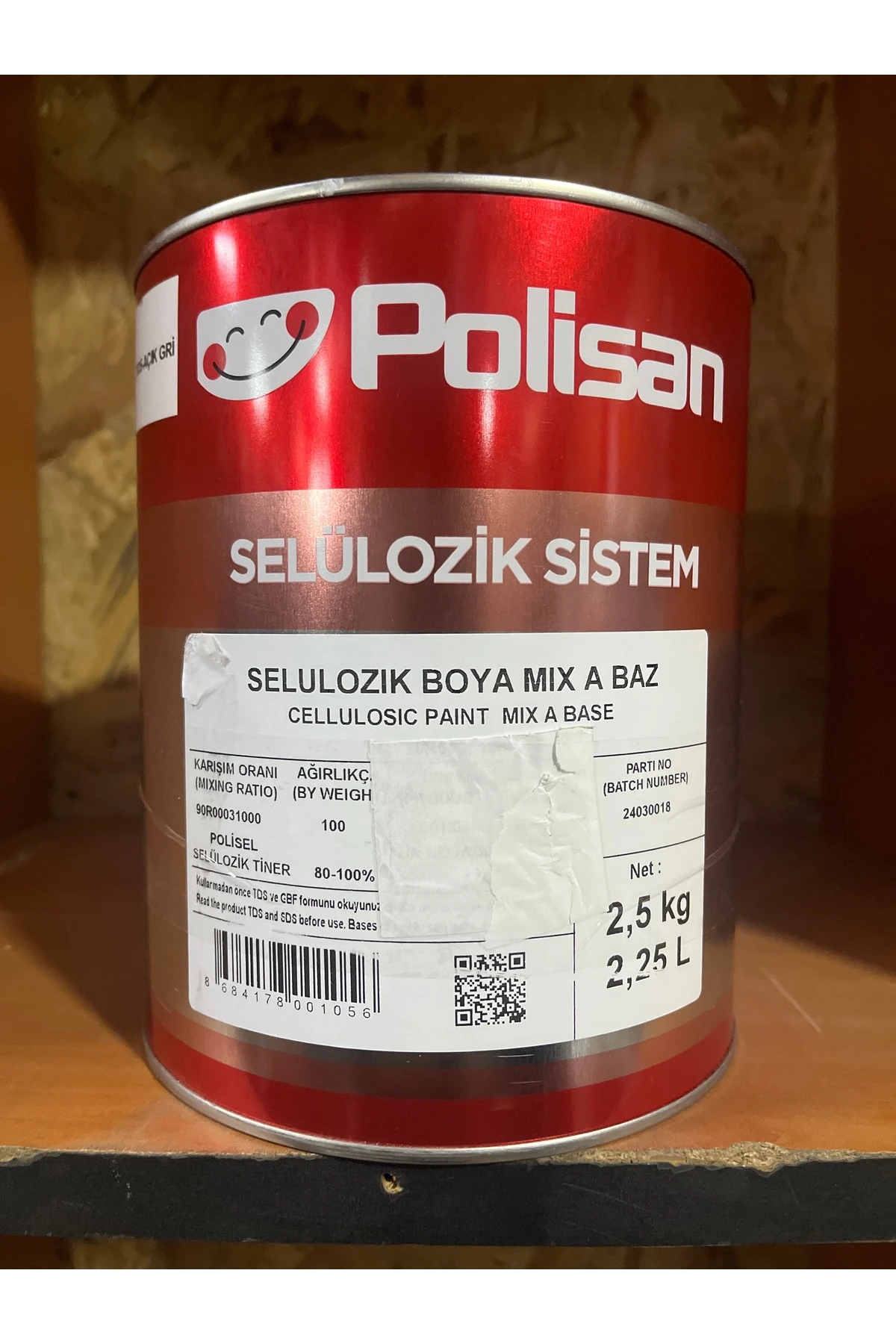 POLİSAN SELÜLOZİK BOYA AÇIK GRİ 2.25 LİTRE 2.5 KG YENİ VERSİYON KODU:7035