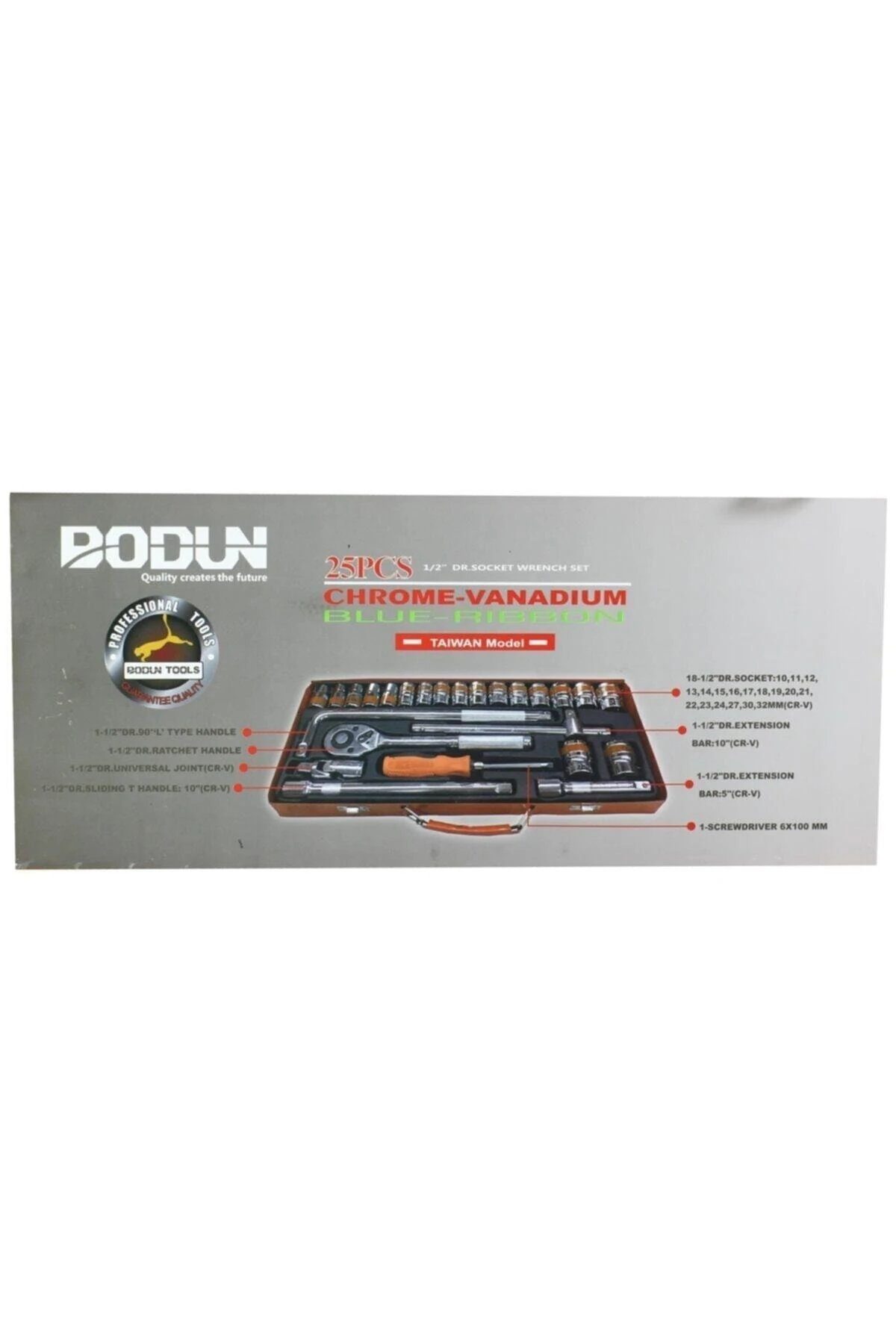 25 Parça Lokma Takımı Tornavida Uzatma Cırcır 1/2" 6 Köşe