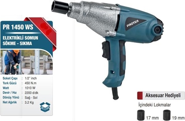1370 Ws Elektrikli 1/2'' Somun Sıkma Sökme Makinesi