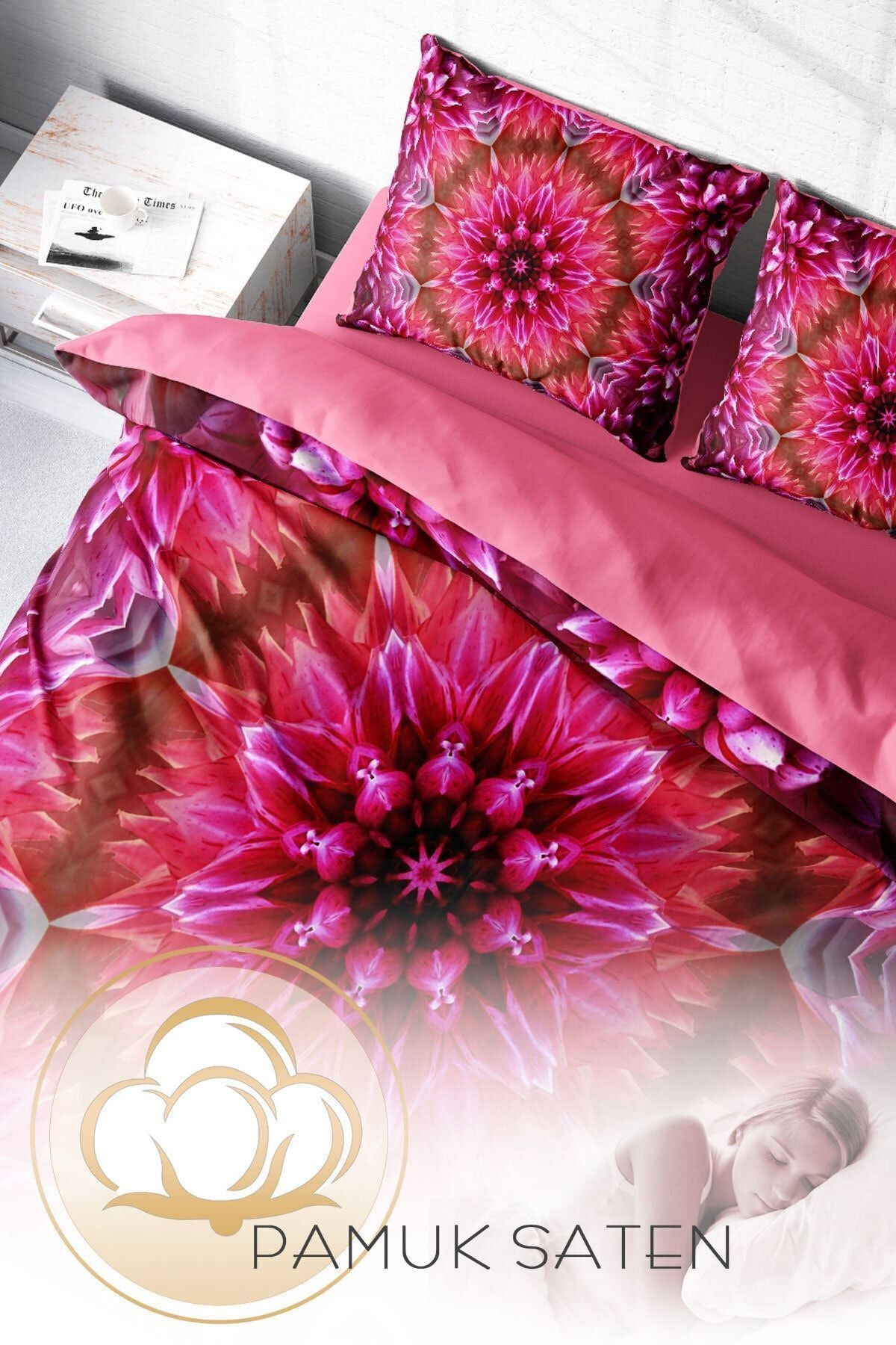 Nevresim Takımı %100 Doğal Pamuk Çift Kişilik 3d Digital Mandala 2