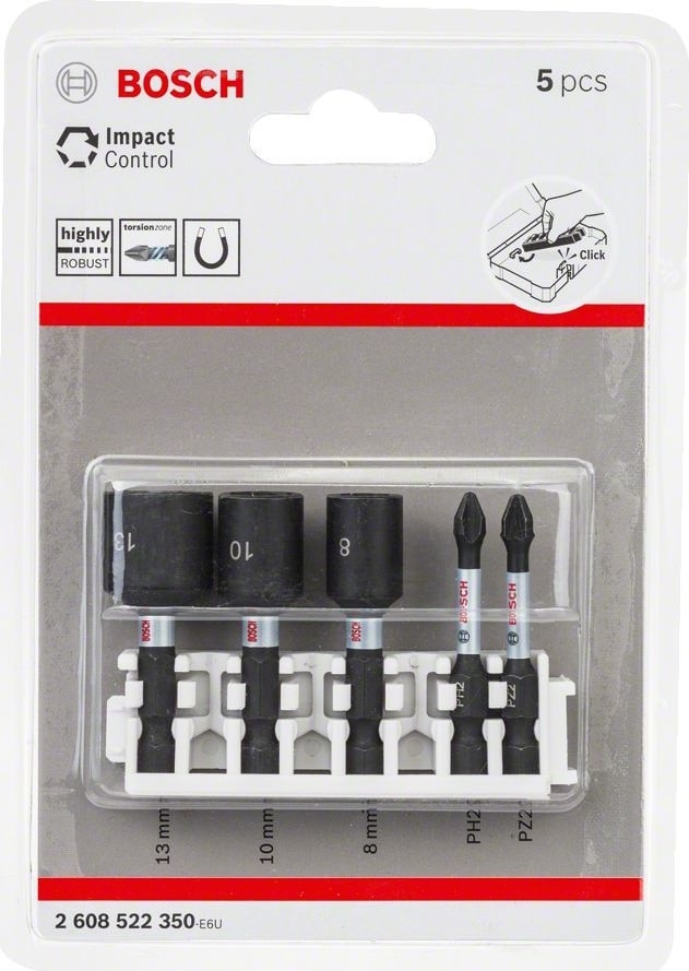 BOSCH - Impact Control Serisi 5'li Lokma ve Uç Seti 8/10/13 mm Ph2/pz2 *50MM