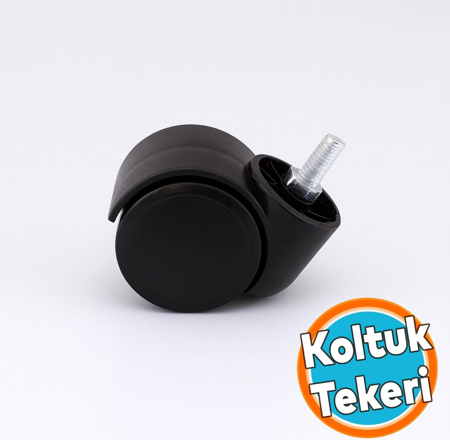 Dönerli Koltuk Tekeri M8 Civatalı Siyah Renk Dayanıklı Plastik Mobilya Sandalye Ofis Yedek Tekerlek