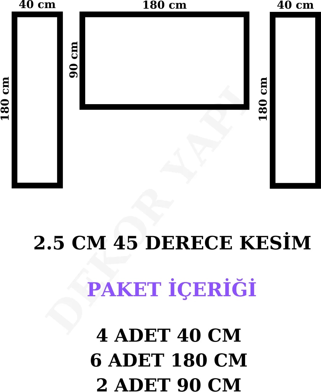 Dekoratif Boyanabilir 2,5 cm Duvar Çıtası Kesimli Hazır Paket Yatak Odası