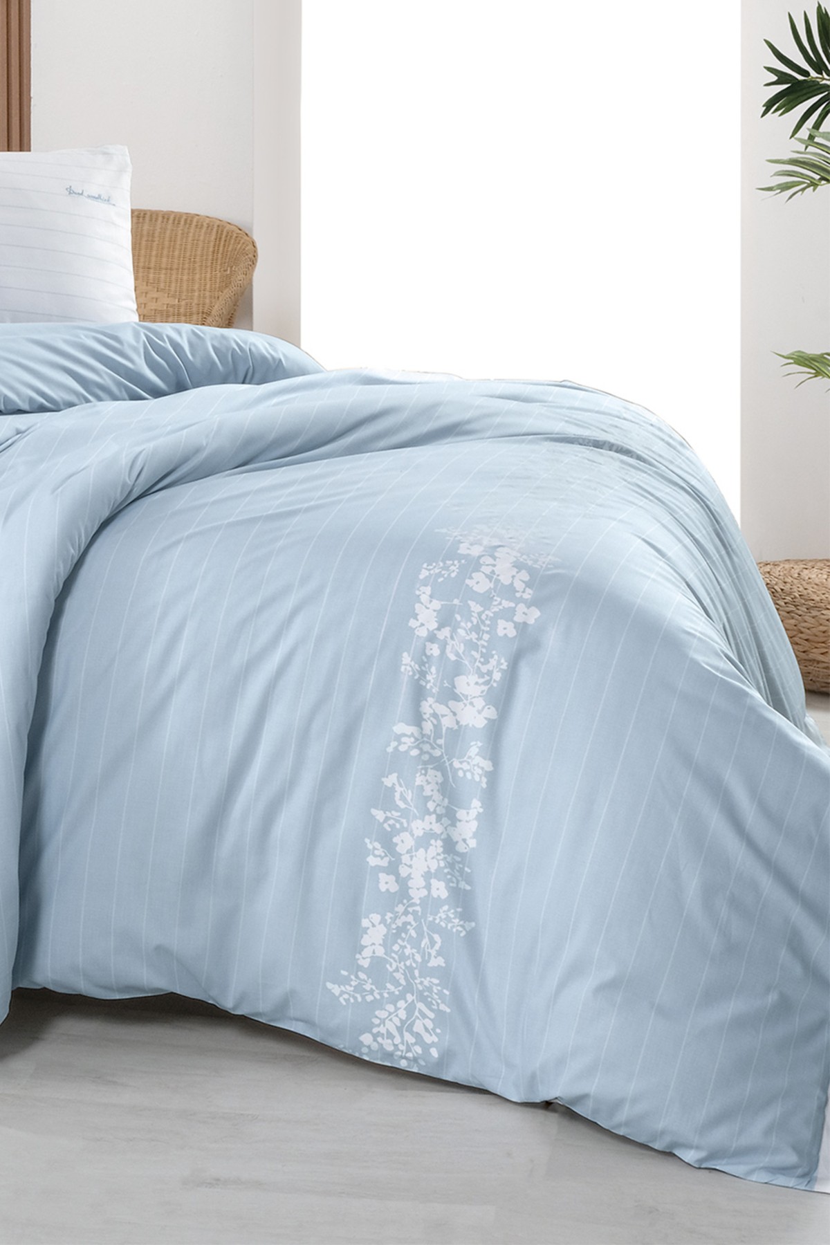 Olric Mavi King Size (Battal Boy) %100 Pamuk Nevresim Takımı