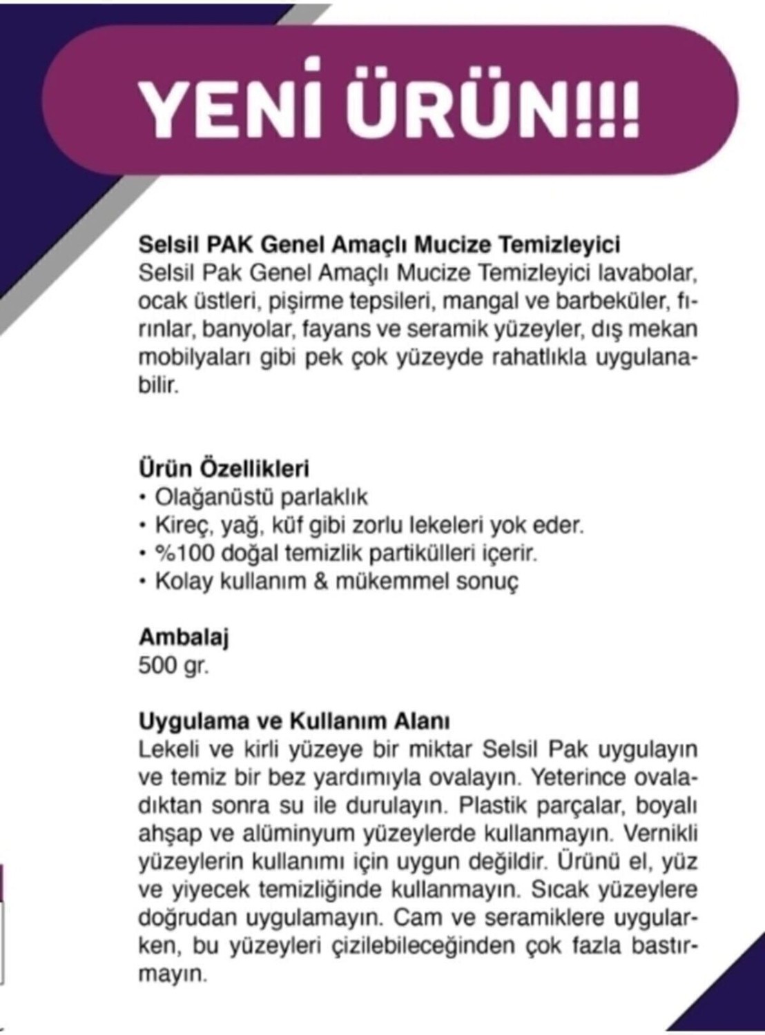 Pak Genel Amaçlı Mucize Temizleyici  Pak