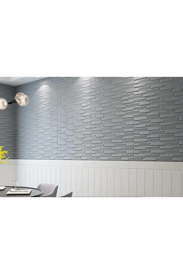 Tek Parça 70x500cm 1 Adet Gri Piramit Opak Model Yapışkanlı Ev Ofis Salon Duvar Paneli Kağıdı NW65