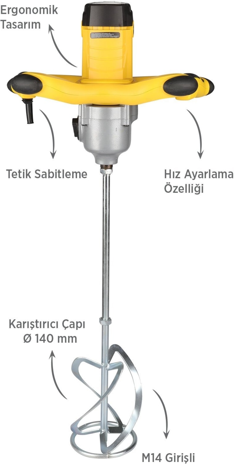 RTM396SET Elektrikli Boya ve Harç Karıştırıcı 4'lü Set -Eldiven-Boya Karıştırıcı Ucu-Zımpara Malası