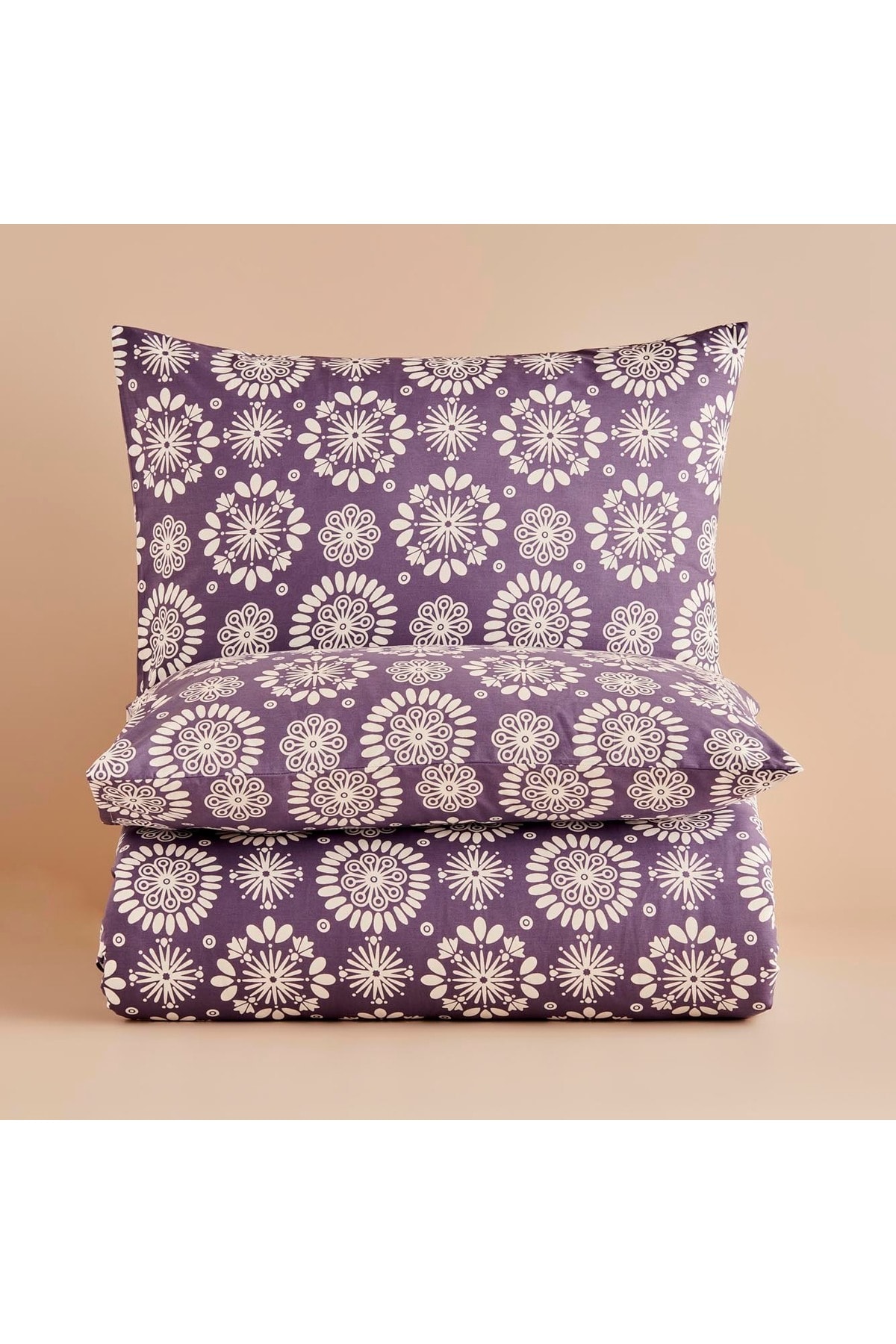 %100 Pamuk Ranforce Misa King Size Nevresim Seti Mor (260x240 cm)
