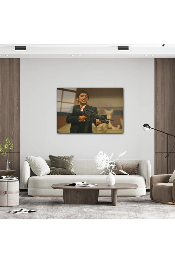 Silahlı Tony Montana Sinema Ve Ünlüler Cam Tablo #PCT0421