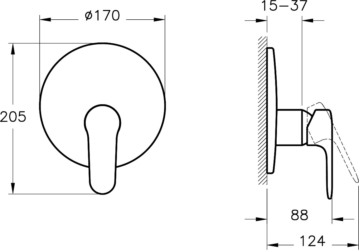 Root Round A42829 Ankastre Duş Bataryası, Krom