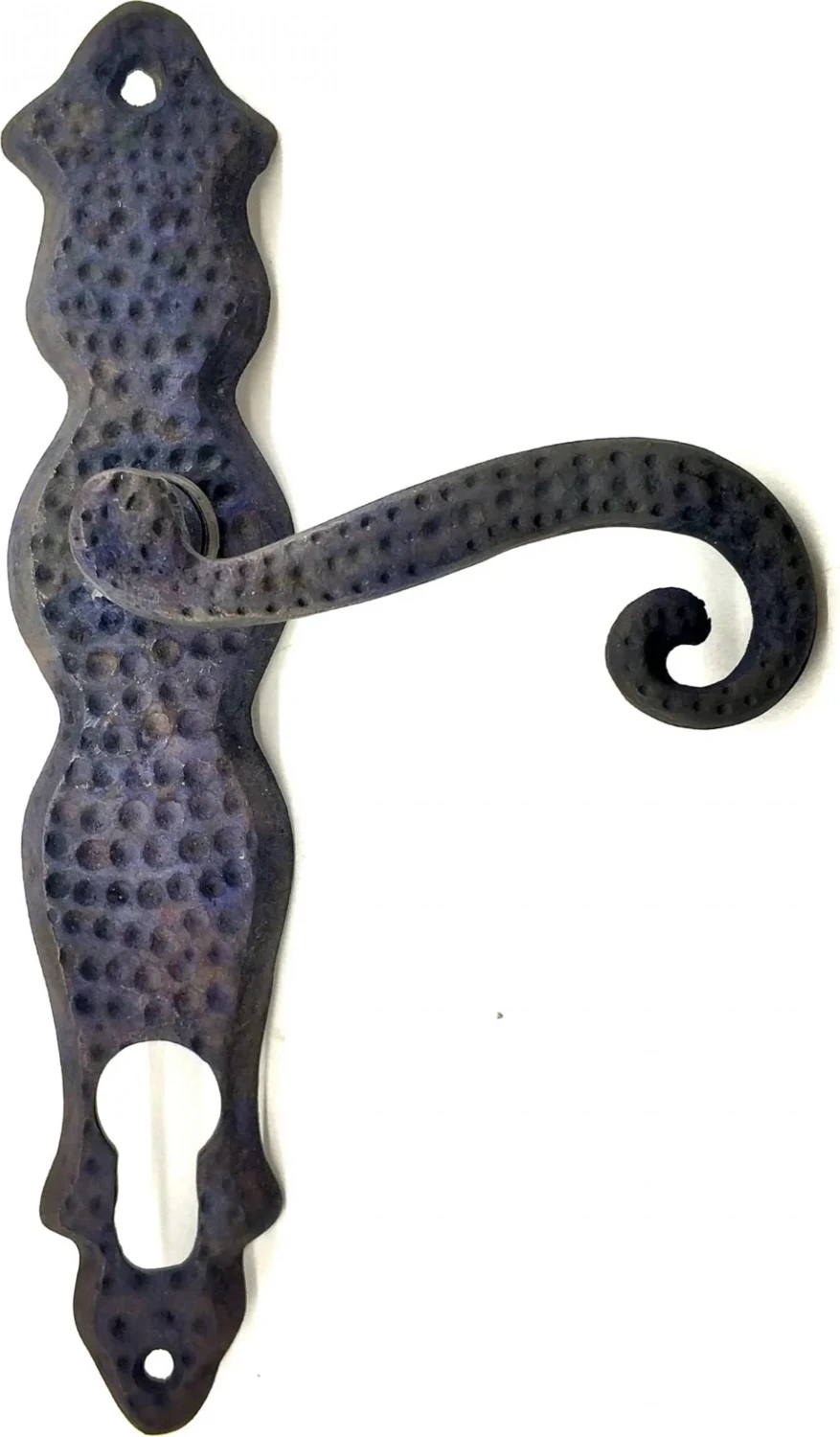 Antika Tarz Dekoratif Pirinç Kıvrık Banyo Kapı Kolu - 210X43 Mm, Oksit