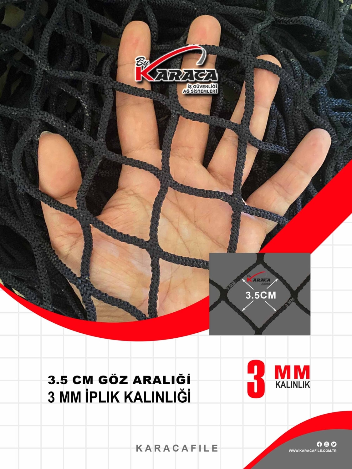 Kedi Balkon Güvenlik Filesi – 1.5 M Yükseklik | Metreyle Kesim | 3 mm Ip, 3.5x3.5 cm Göz Aralığı + Montaj Aparatları (Siyah)