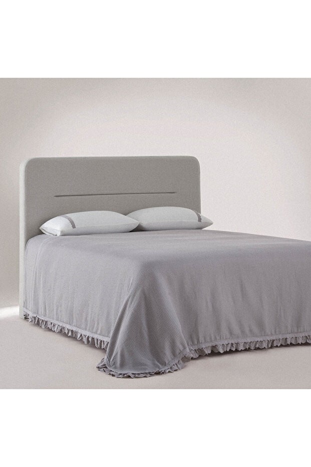 Alessa Çift Kişilik Pike Takımı %100 Organik Pamuk Jakarlı Gri 220x240 Cm