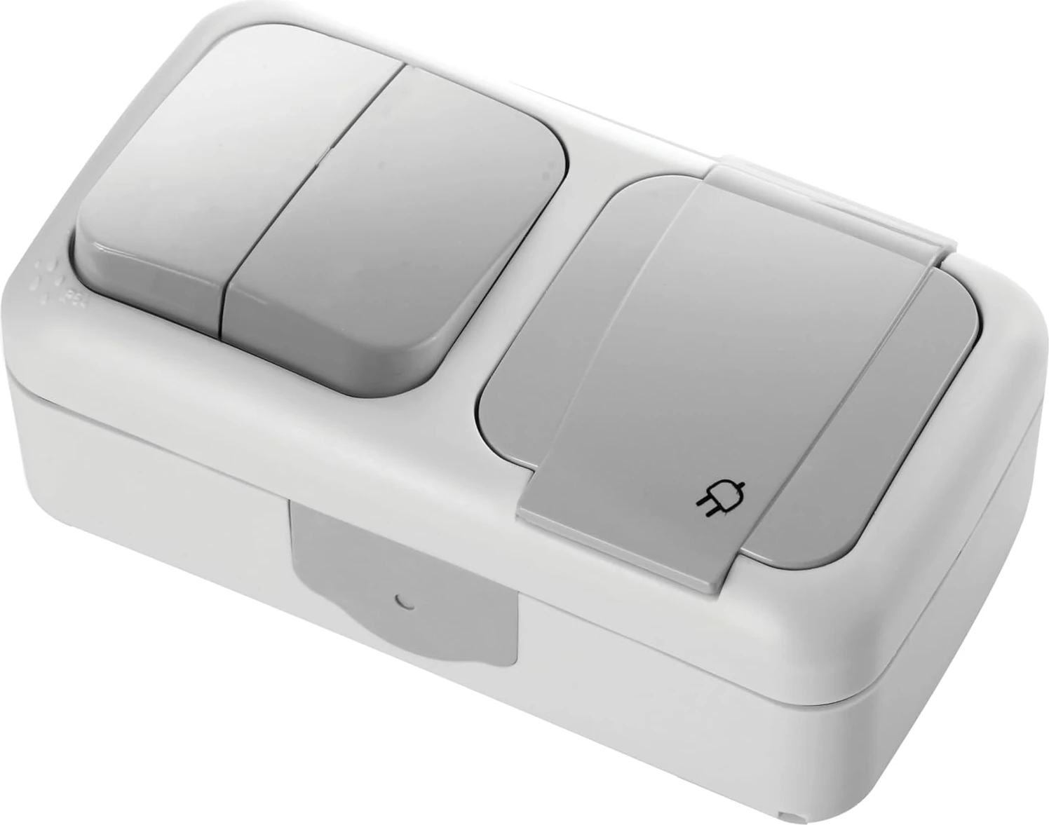 Palmiye Gri Komütatör ve Topraklı Priz Çabuk Bağlantı Kombine Yatay