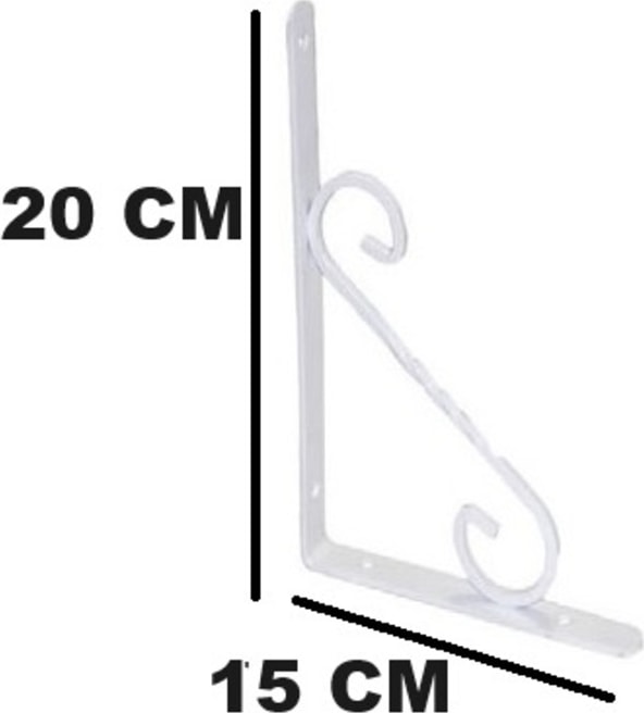 Ferforje Raf Alti Konsol L Demi̇ri̇ Ayağı Beyaz 15 x 20 cm (2 Adet) + Vi̇daları