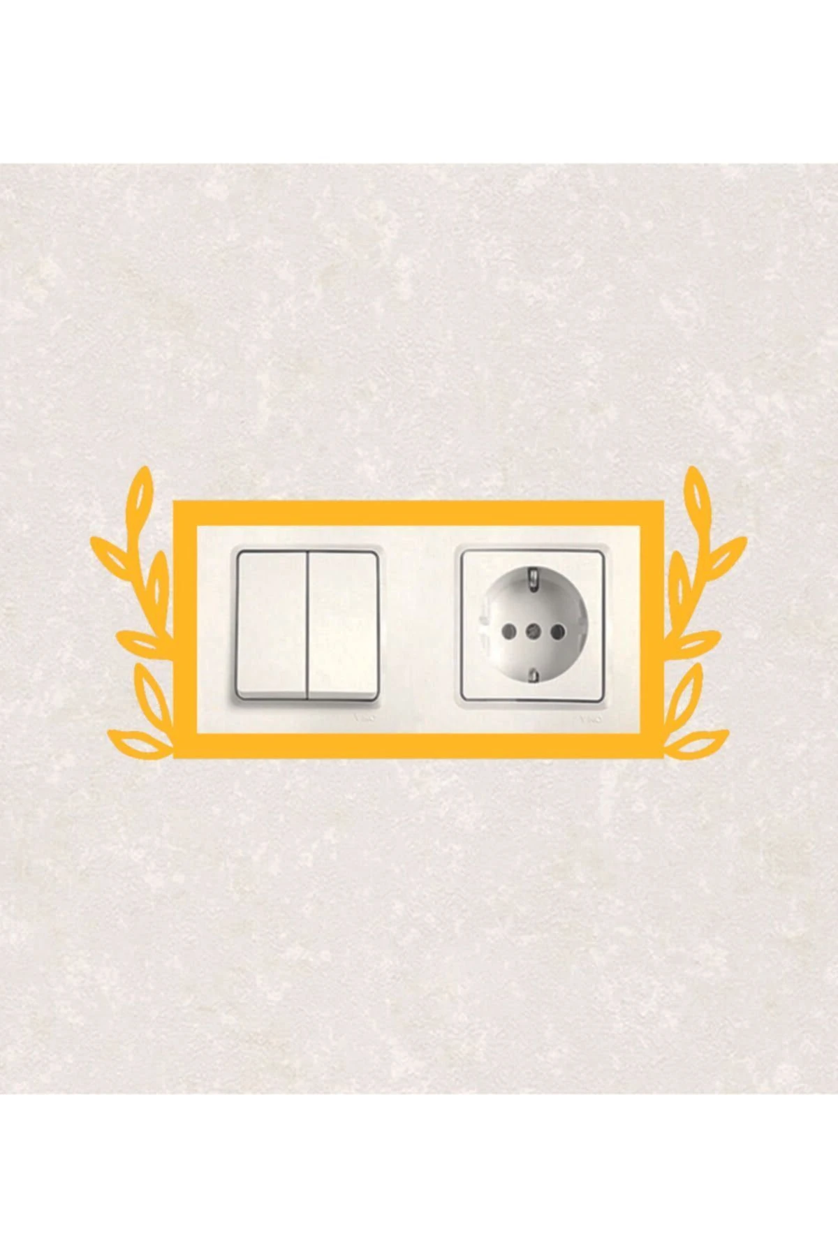 2115-s Lazer Kesim Ahşap Anahtar Priz Çerçevesi Sarı İkili Dekoratif