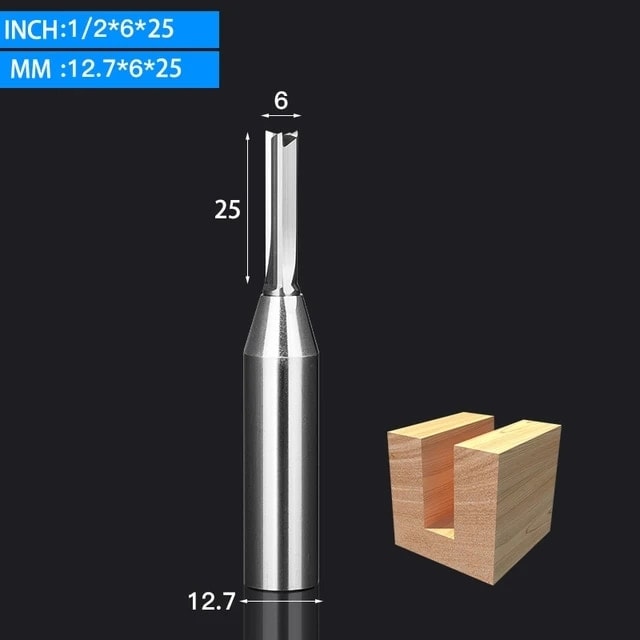 12.7X6X25 Vsharp 3 Flüt Çok Fonksiyonlu Tct Düz Bit 12.7mm Hızlı Planya Kesme Karbür Alaşım Ağaç Işleme Yönlendirici Bit Ahşap Mdf (Yurt Dışından)