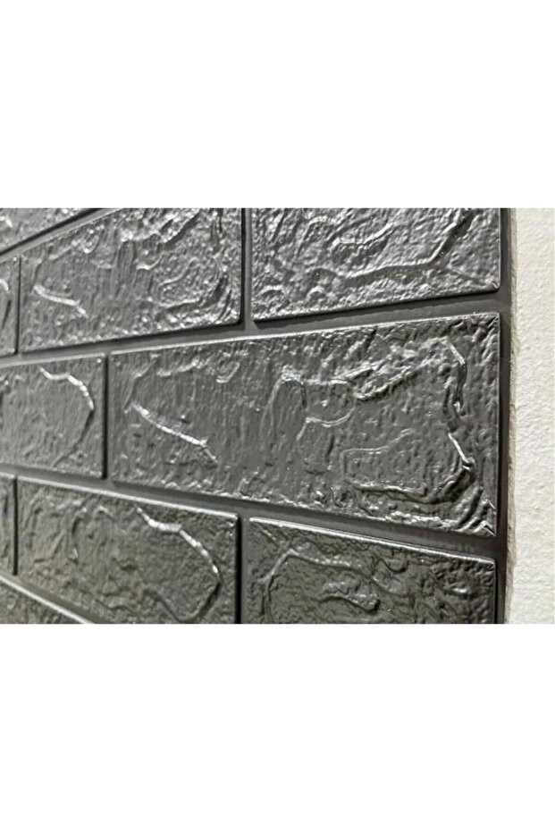 10 Adet 50x54 Cm Gri Silinebilir Kendinden Yapışkanlı Duvar Kağıdı Esnek Panel 3d Tuğla Desen