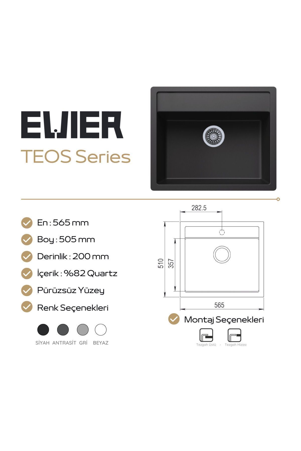 Granit Evye TEOS Series Antrasite (ANTRASİT)