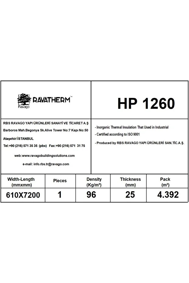 Hp1260 96 Ds 25 Mm Seramik Yünü