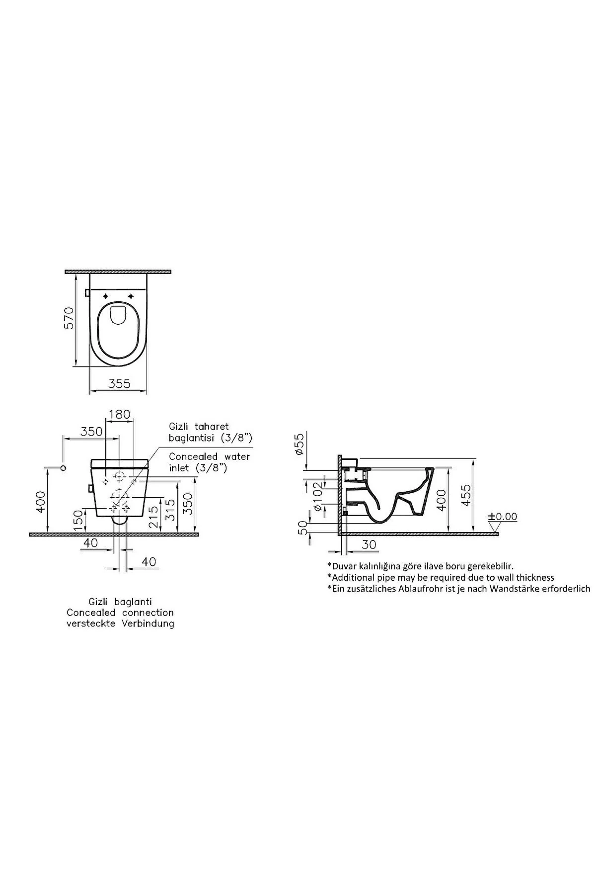 Asma Klozet, Nest Rim-Ex, Kanalsız, Vitrafresh Deterjan Hazneli, Entegre Ara Musluklu, 5176B00
