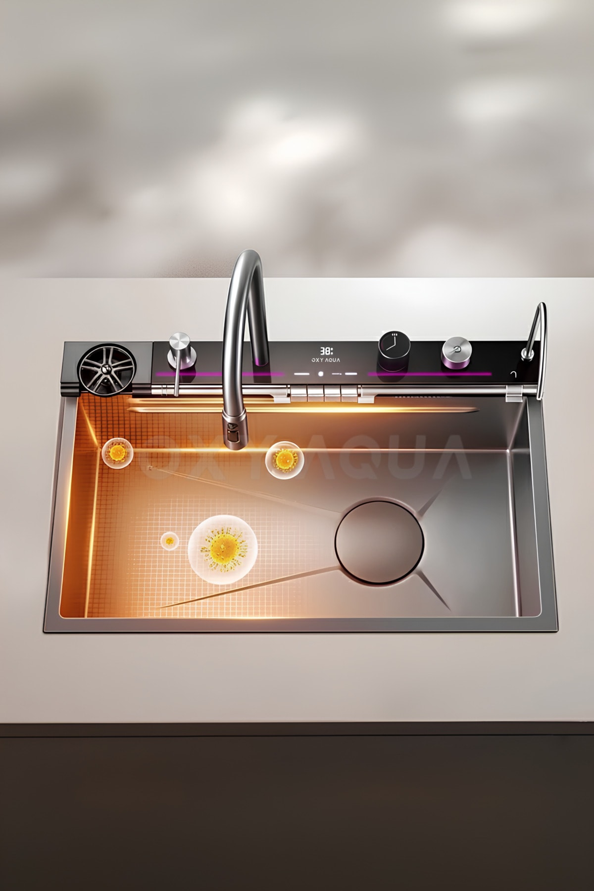 Premium Akıllı Teknolojik Eviye Seti Paslanmaz Bal Peteği Taban Evye Tüm Aksesuarlar Dahil-honeycomb