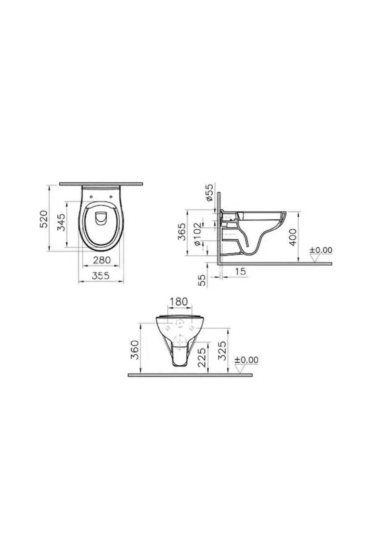 S20 Round Smoothflush Asma Klozet +  Yavaş Kapanır Kapak +  Gömme Rezervuar Set