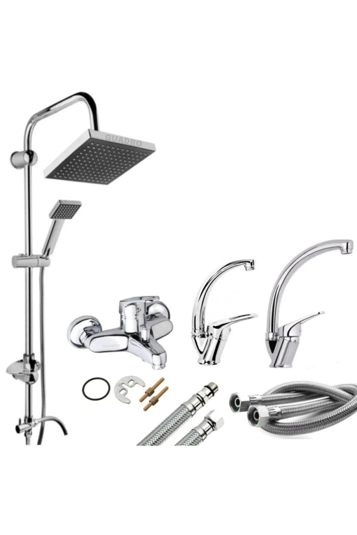 Yağmurlama Robot Duş - Banyo - Lavabo - Mutfak Full Mix Kuğu 4’lü Set Musluğu Bataryası