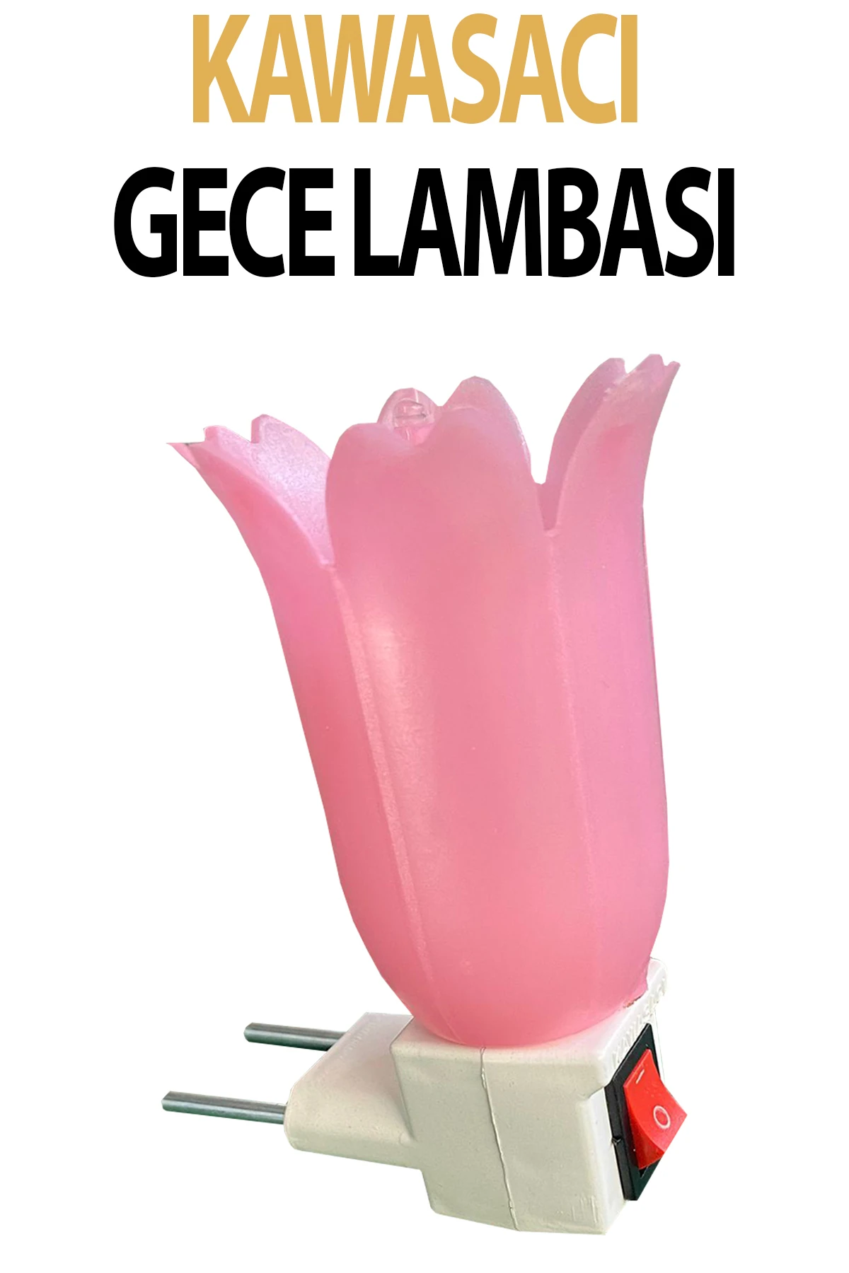 Pembe gece lambası, flaşlı, çıt çıt anahtarlı, 7 watt ampüllü, şık ve kullanışlı