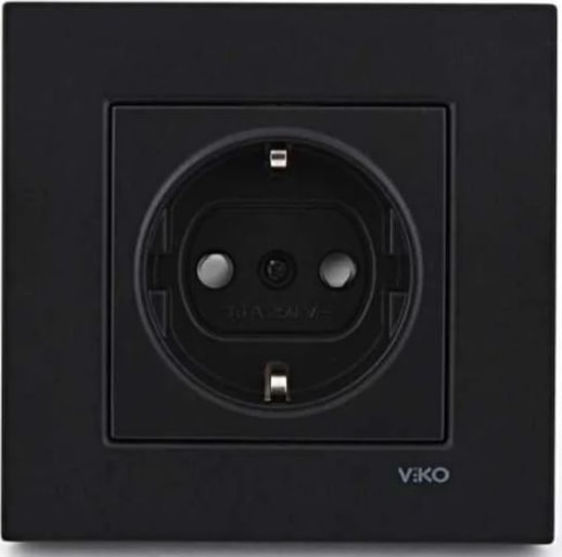 Novella Siyah Çocuk Korumalı Topraklı Priz Çerçeveli