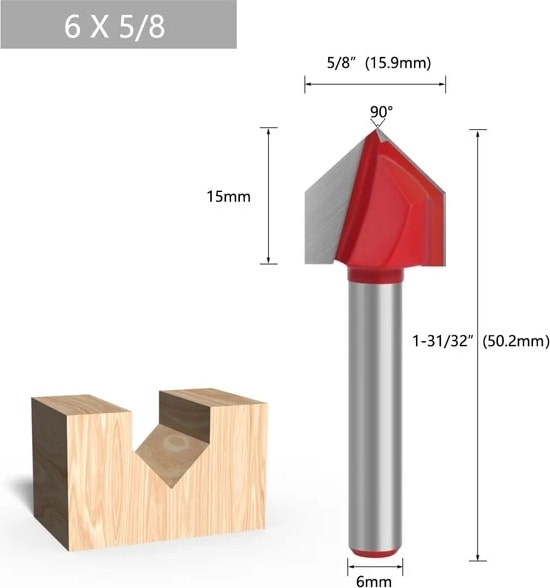 6X15.9MM Lavıe 6mm 1/4 Sap 90 V Tipi Planya Kesici Oyma Kanal Açma Araçları Yönlendirici Bit Seti Emniyet Freze Kesiciler (Yurt Dışından)