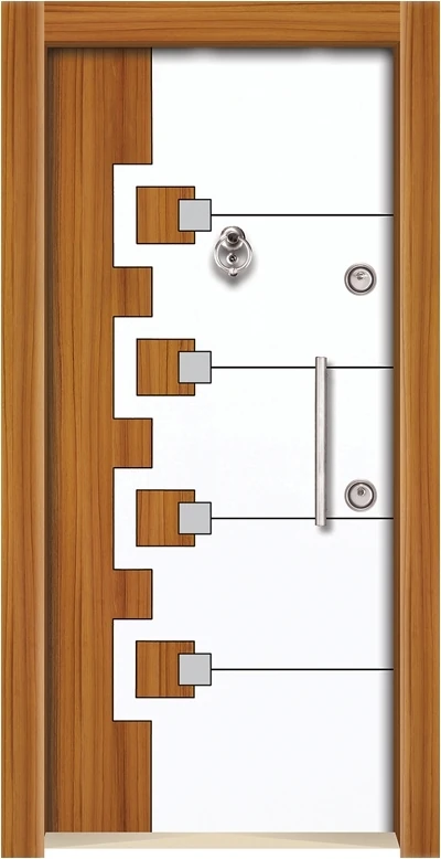 TEZ3564 Ahşap Kaplama Düz Model Çelik Kapı