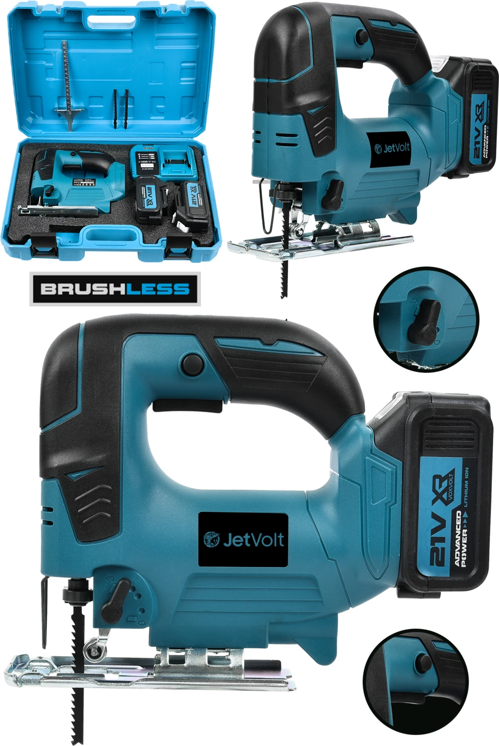 Profesyonel 21V 3.0AH 10 Pilli Metal Şanzıman Dekupaj Testere - Mavi