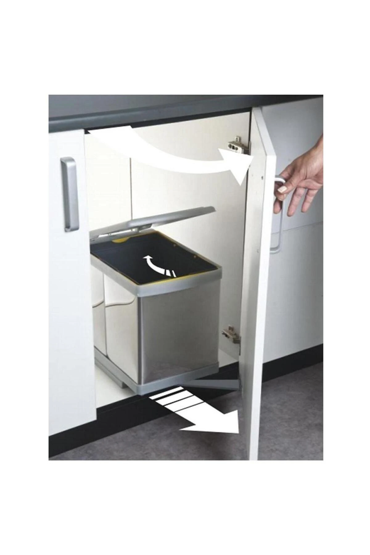 Raylı Çöp Kovası Otomatik 12 Lt Metalik Gri