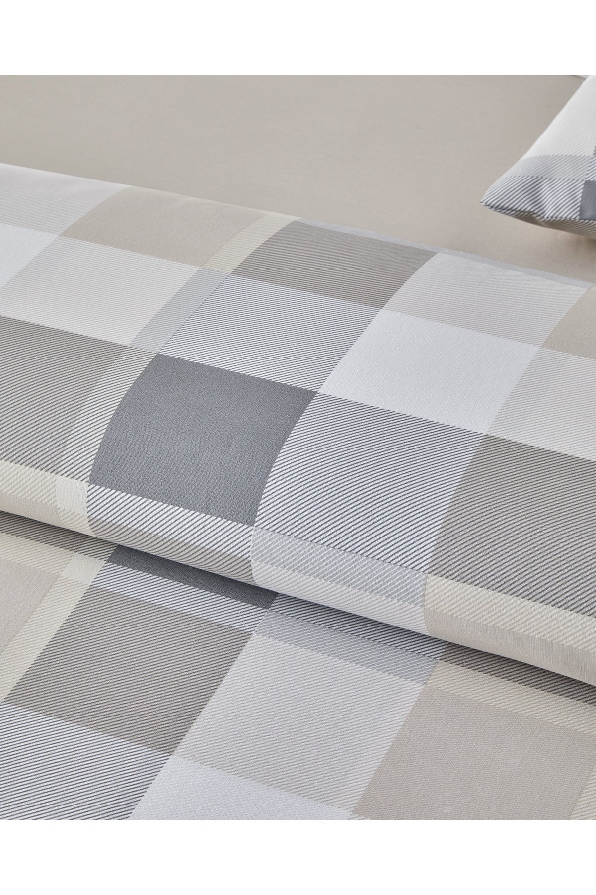 Bold Pattern Kolay Ütülenir Çift Kişilik Nevresim Takımı 200x220 cm Taş Rengi