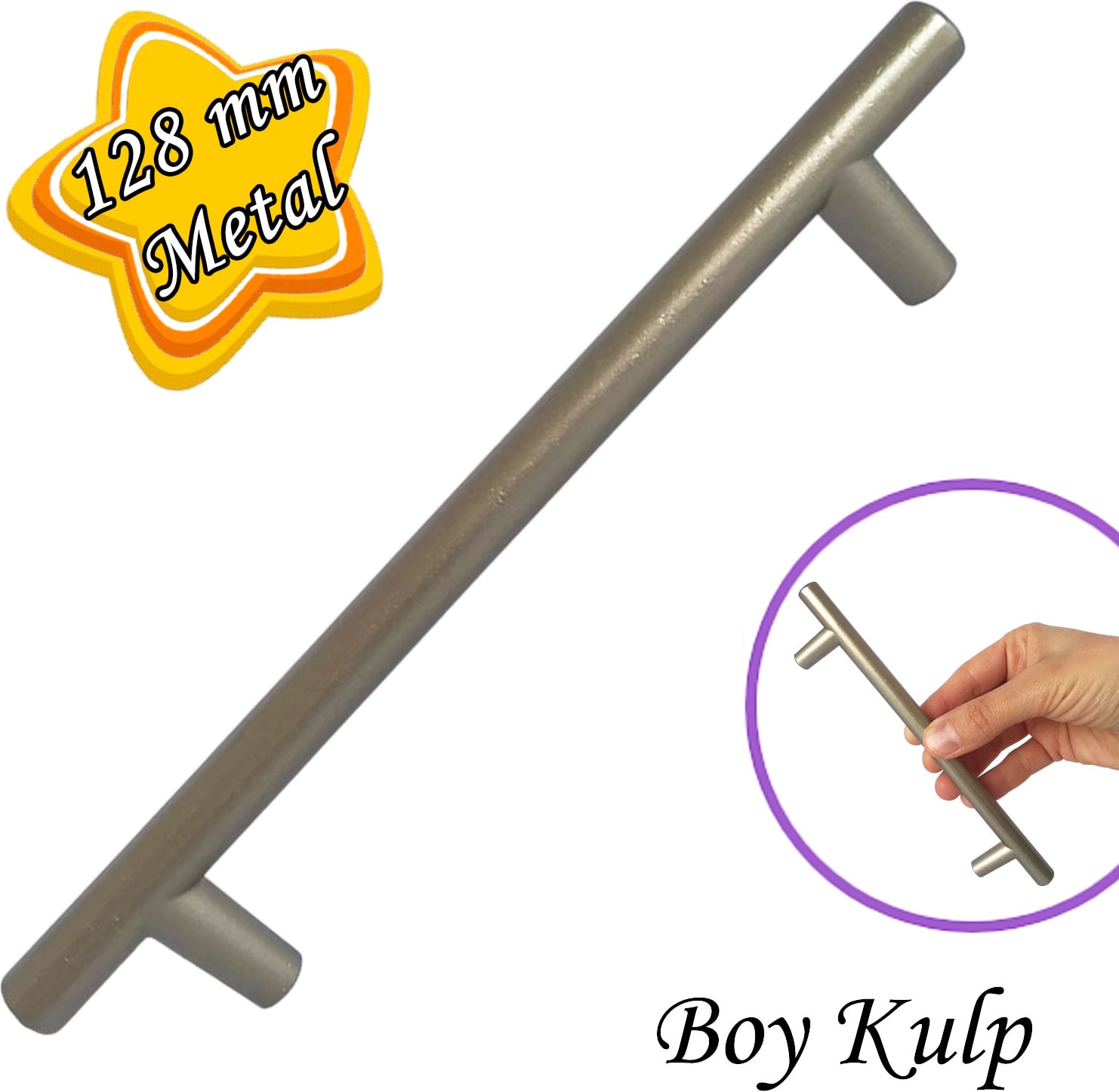 Boy Kulp Saten 128 mm Kulp Mobilya Mutfak Dolabı Çekmece Dolap Kapak Kulpu Kulbu Metal Kulpları