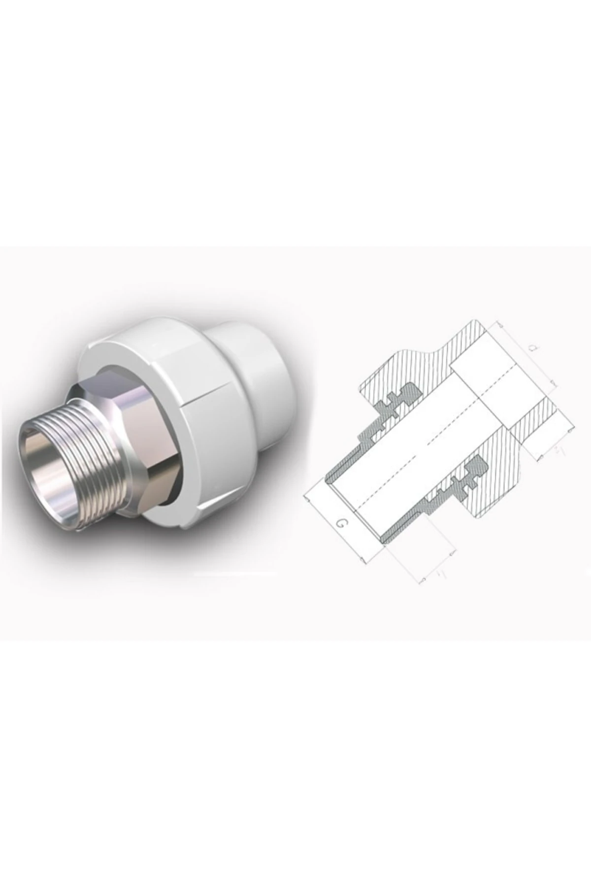 Pprc Boru Ekleme Parçaları 32-1" Dış Dişli Rakor ( Altıköşe ) (1 Adet)